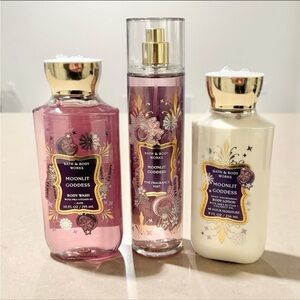 Bath & Body Works Moonlit Goddess 3 Pc Set Mist Wash Lotion New Rare Lot